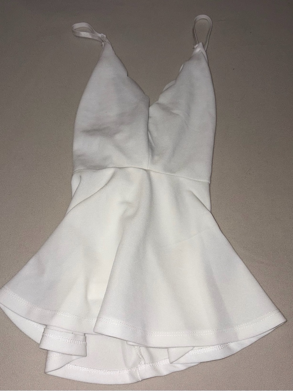 White V-Neck Peplum Tank Top